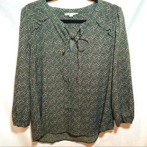 Fun 2 Fun EUC Stitch Fix XL/L Dark Green Blouse